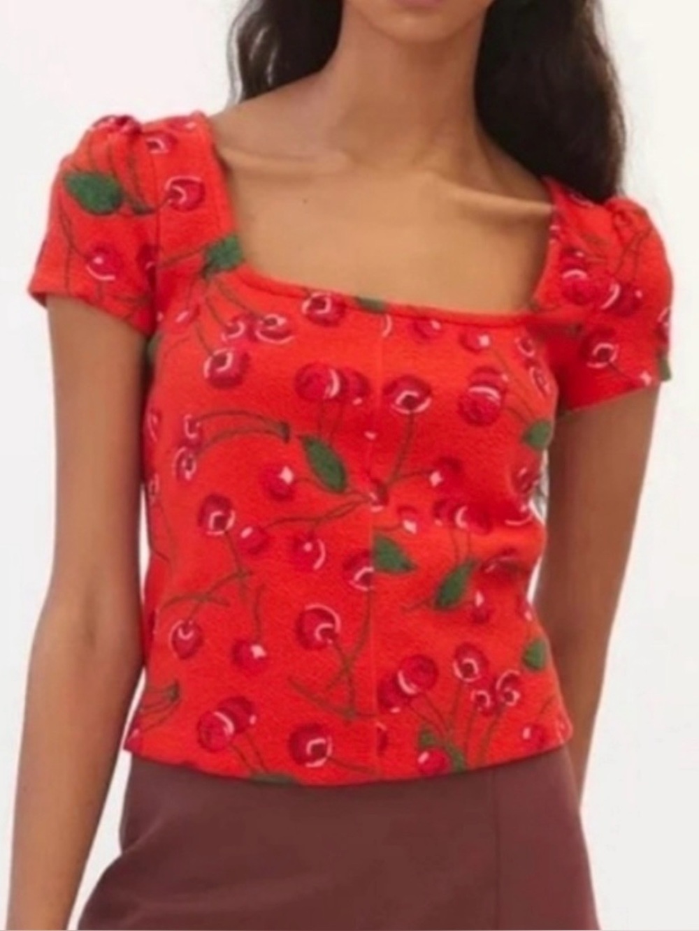 Maeve Anthropologie Red Square Neck Crop Top Small